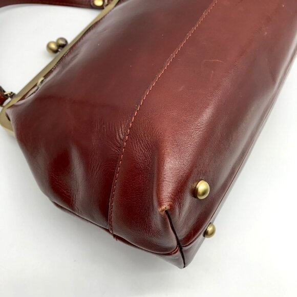 Patricia Nash Brown Leather Elsworh Floral Kiss Lock Shoulder Bag - Picture 9 of 10